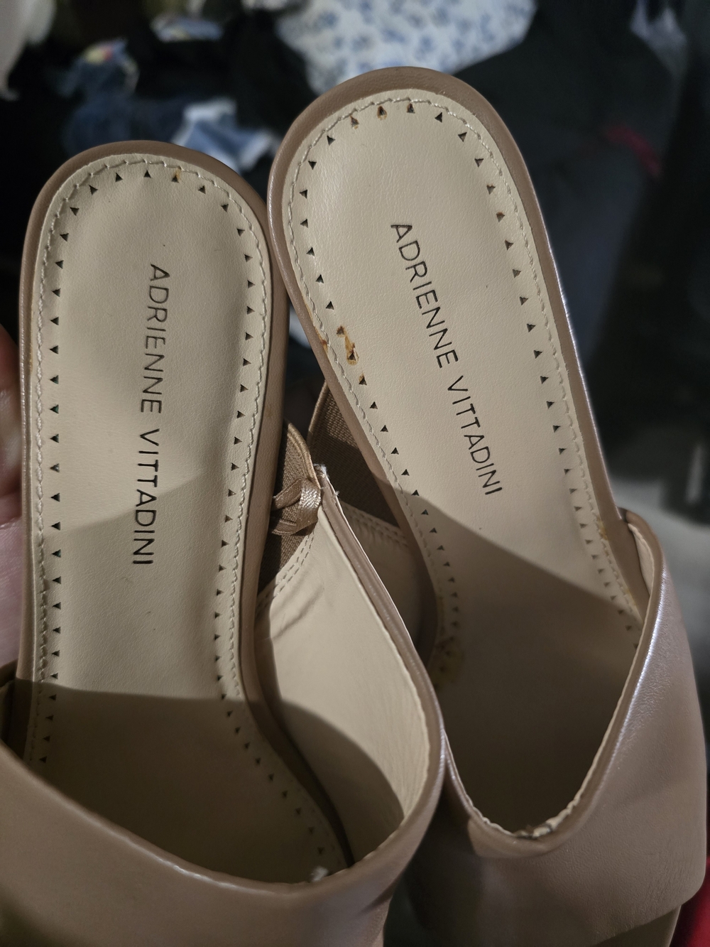 Adrienne Vittadini Women's Tan Slide Sandals - Picture 2 of 6